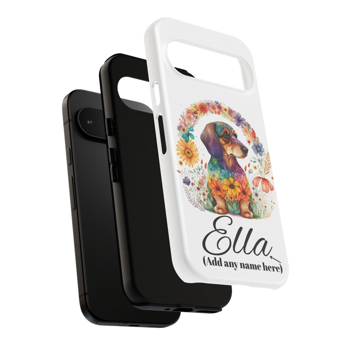 Personalized Dachshund Case for Pet Lovers Floral Phone Case Custom Name Phone