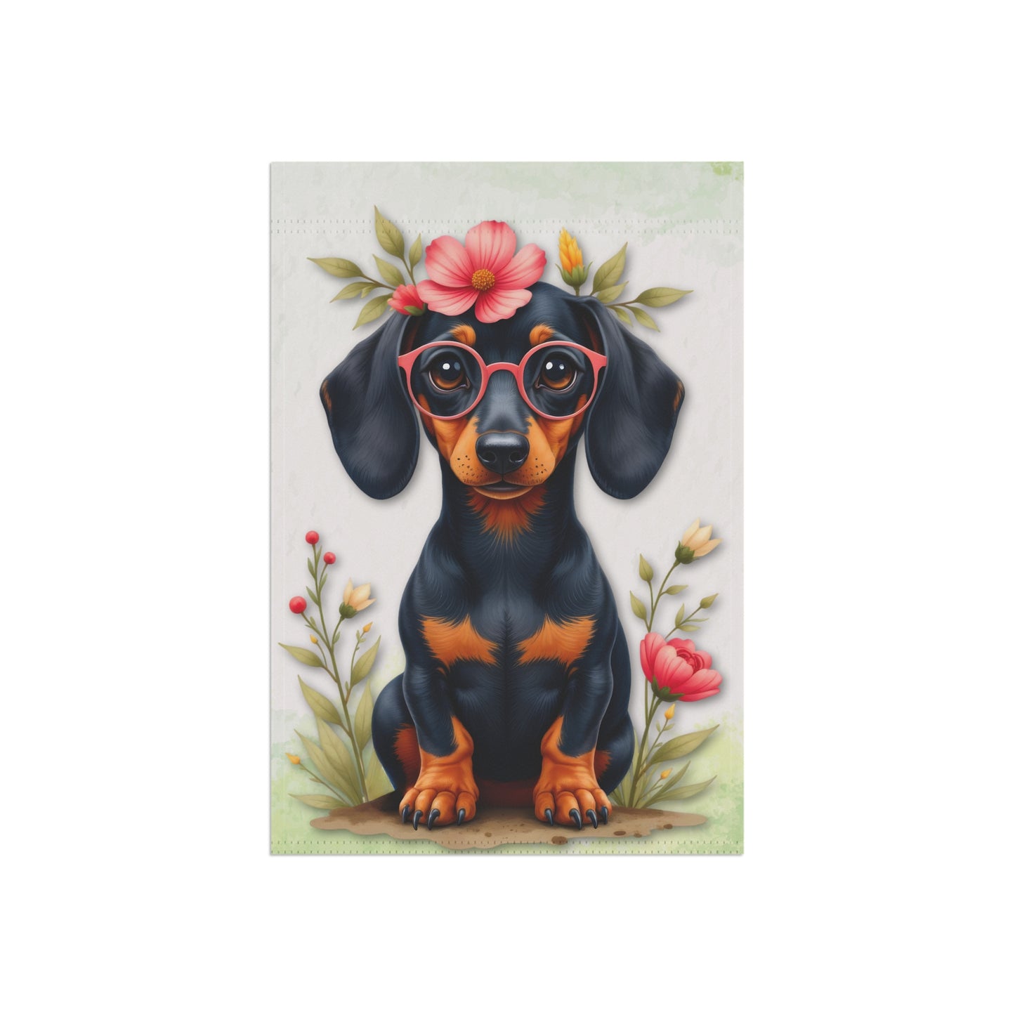 Floral Spring Garden Flag Dog Mom Banner Home Decor Dachshund