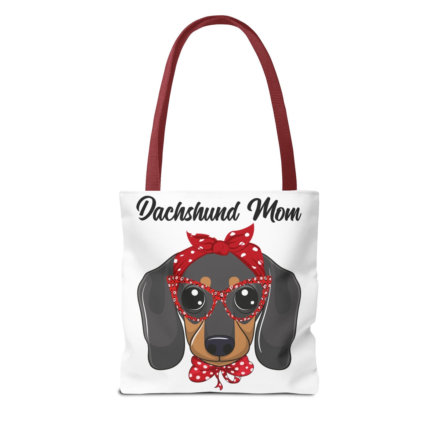 Retro Mom Black and Tan Dachshund Puppy Tote Bag Bright and Cheerful Weiner Doxie