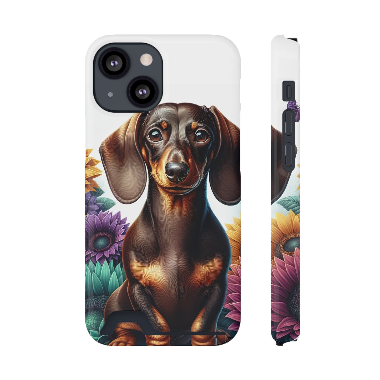 Dachshund Phone Case, Trendy Wallet Case for Dog Lovers, Cute Card Holder Cover, Animal Print Accessory, Slim Protective
