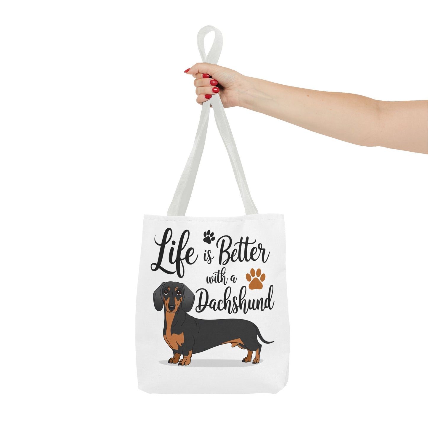 Black and Tan Dachshund Puppy Tote Bag Bright and Cheerful Weiner Doxie