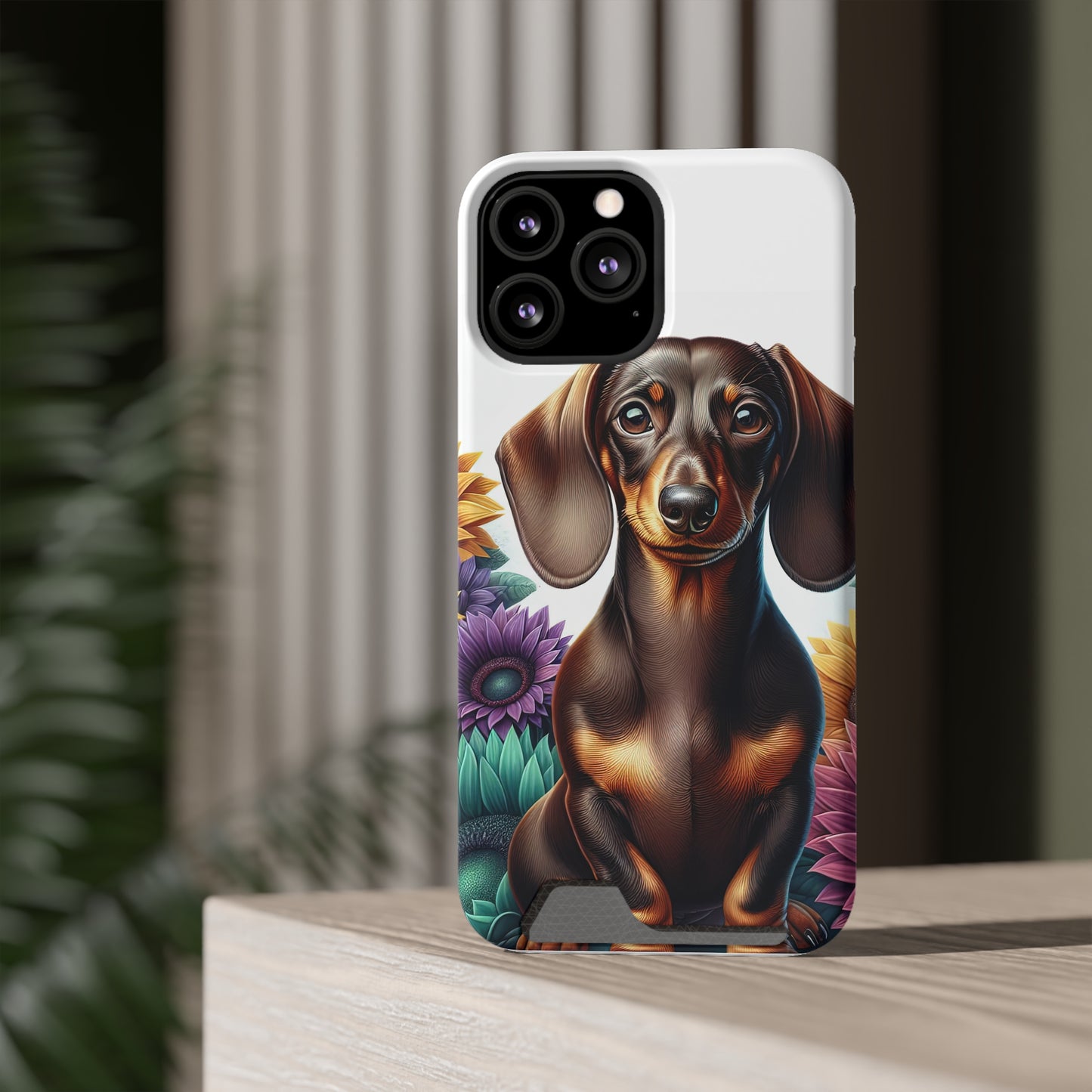 Dachshund Phone Case, Trendy Wallet Case for Dog Lovers, Cute Card Holder Cover, Animal Print Accessory, Slim Protective