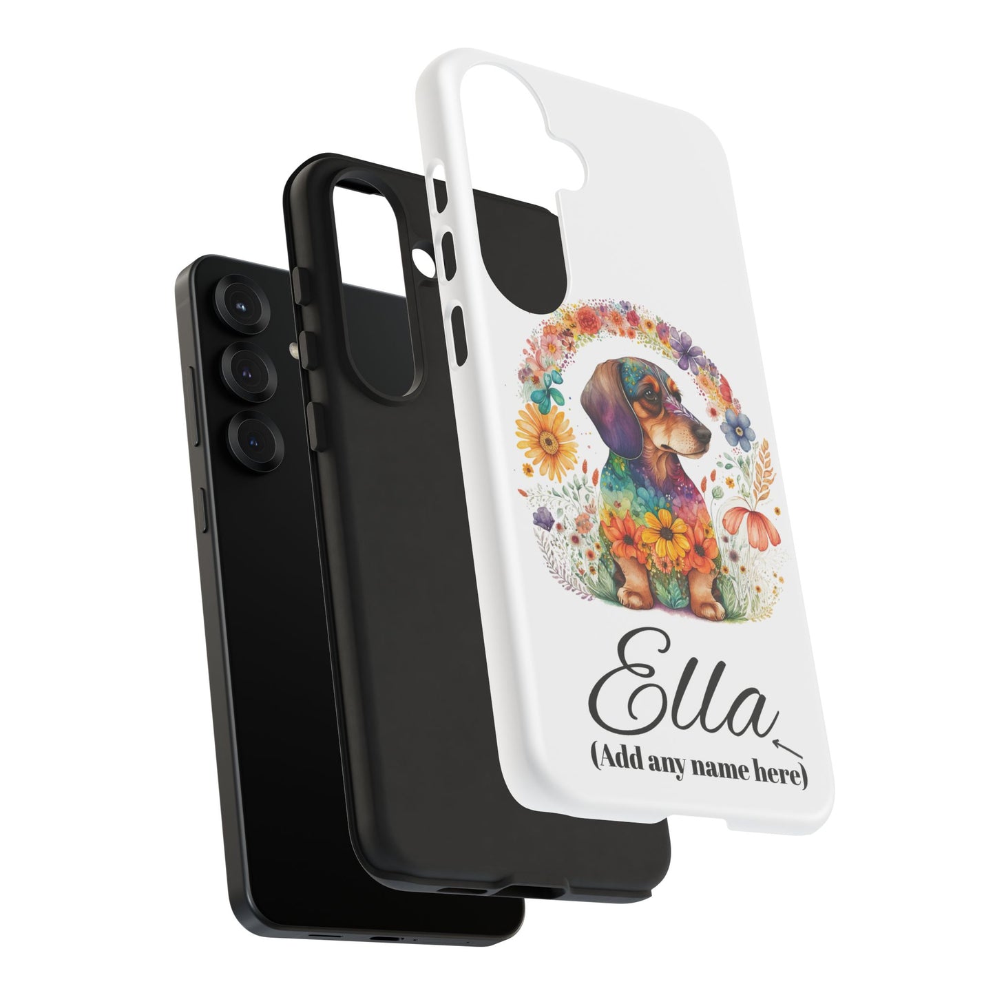 Personalized Dachshund Case for Pet Lovers Floral Phone Case Custom Name Phone