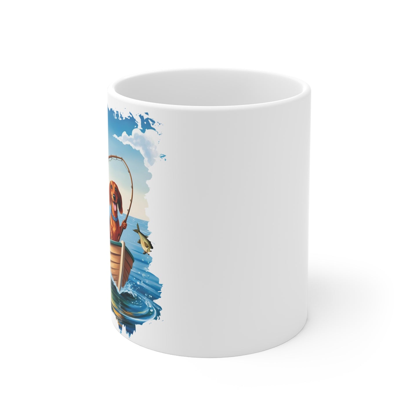 Fishing Dachshunds Mug Cute Dog Lover Gift, Fun Coffee Cup Weiner Dog