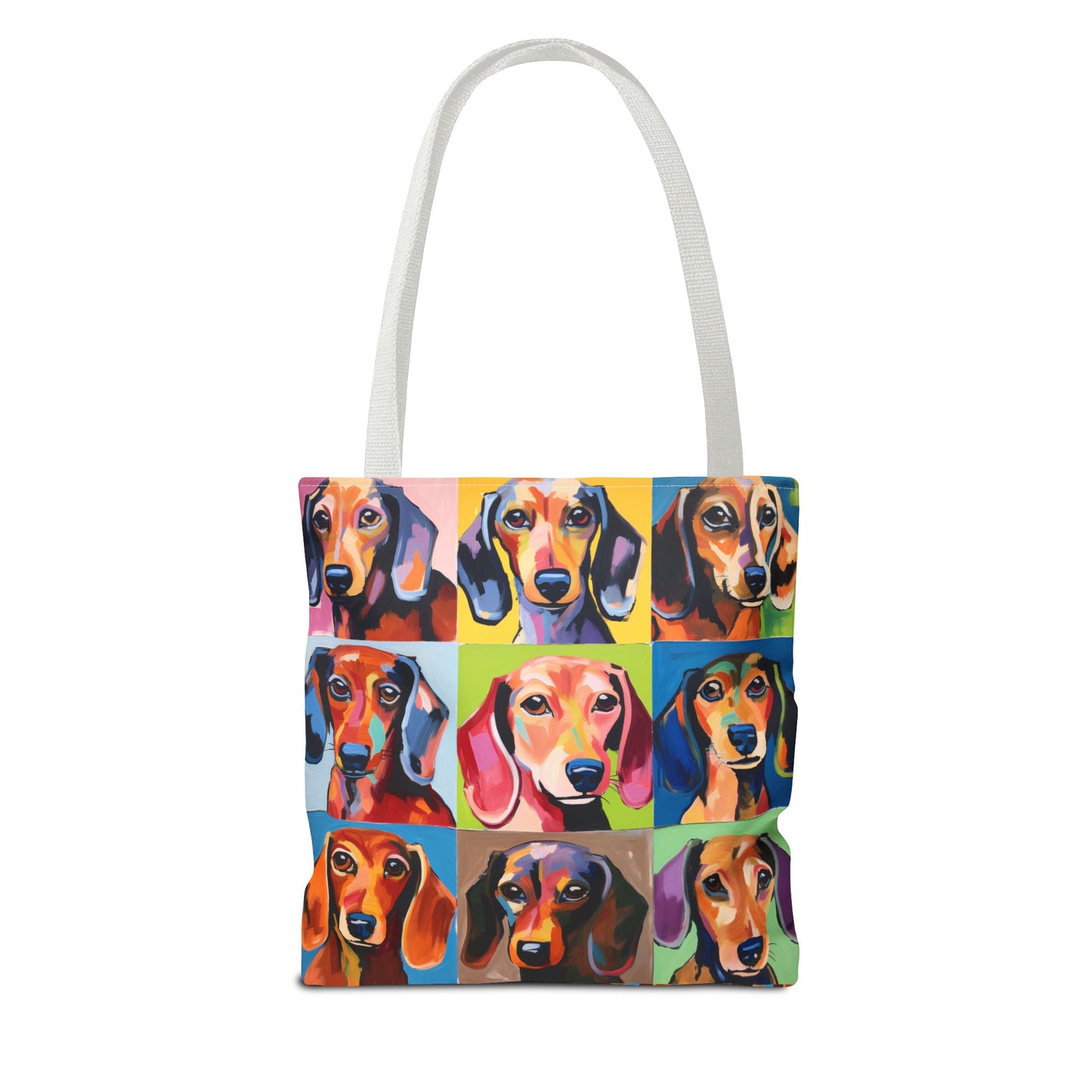 Colorful Dachshund Tote Bag Bright and Cheerful Brown Dapple Weiner