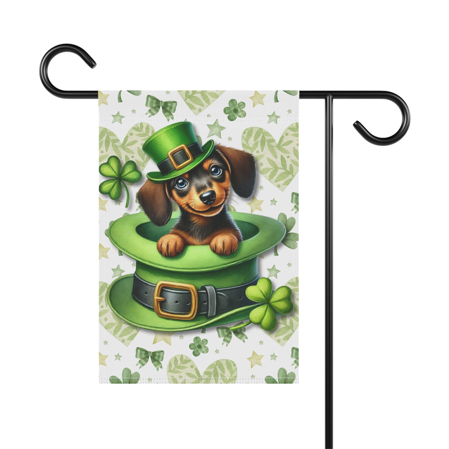 St Patricks Spring Garden Flag Dog Mom Banner Home Decor Dachshund Patty Day