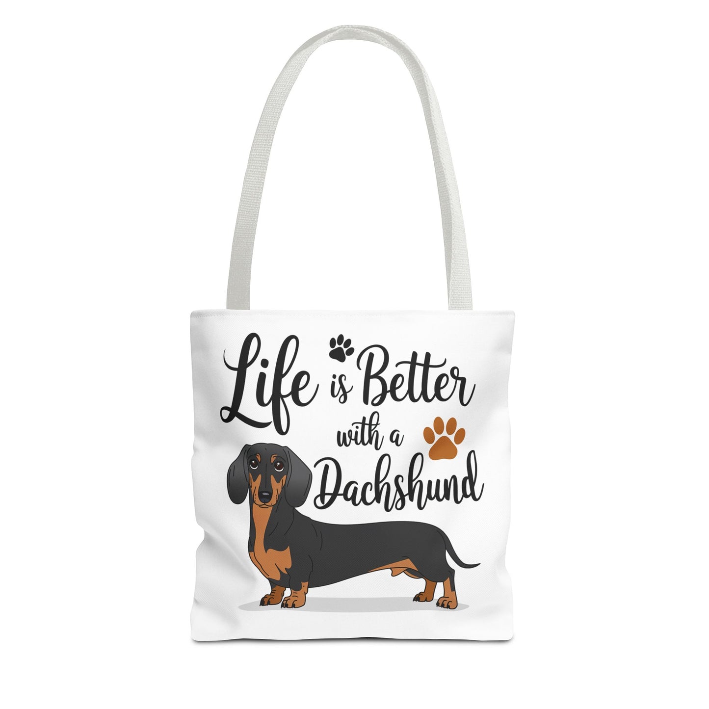Black and Tan Dachshund Puppy Tote Bag Bright and Cheerful Weiner Doxie