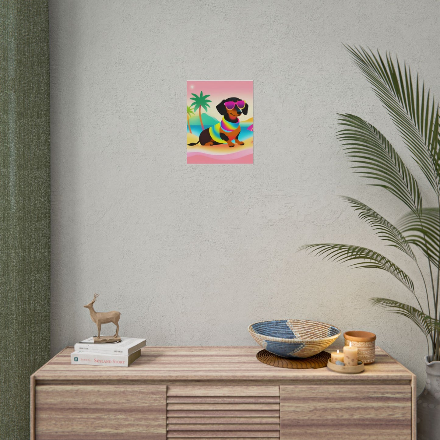 Neon Dachshund Poster Dog Wall Art Animal Lover Kids Room Decoration Girls Weiner Dog