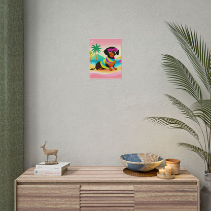 Neon Dachshund Poster Dog Wall Art Animal Lover Kids Room Decoration Girls Weiner Dog