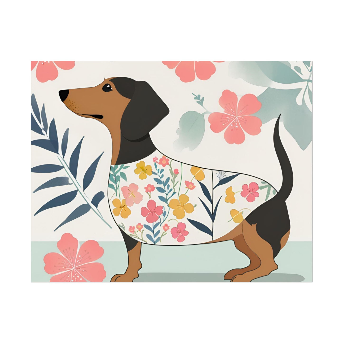 Sophisticated Dachshund Poster Dog Wall Art Animal Lover Game Room Decoration Weiner Dog Horizontal
