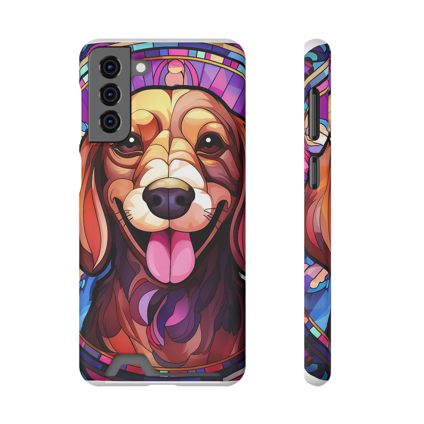 Stained Glass Dachshund Phone Case, Trendy Wallet Case for Dog Lovers, Cute Card Holder Cover