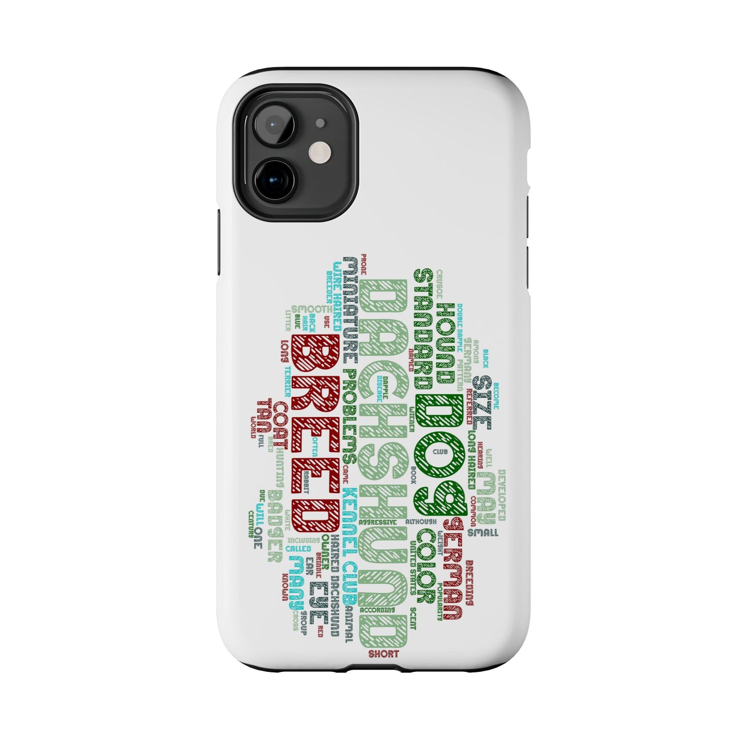 Dachshund Phone Case Dog Lover Gift Tough Phone Cover Doxie Word Art