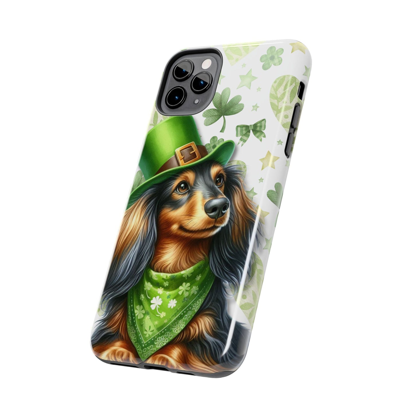 St Patricks Cute Dachshund Phone Case Dog Lover Gift Tough Phone Cover Patty