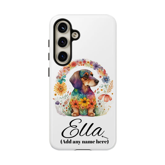 Personalized Dachshund Case for Pet Lovers Floral Phone Case Custom Name Phone