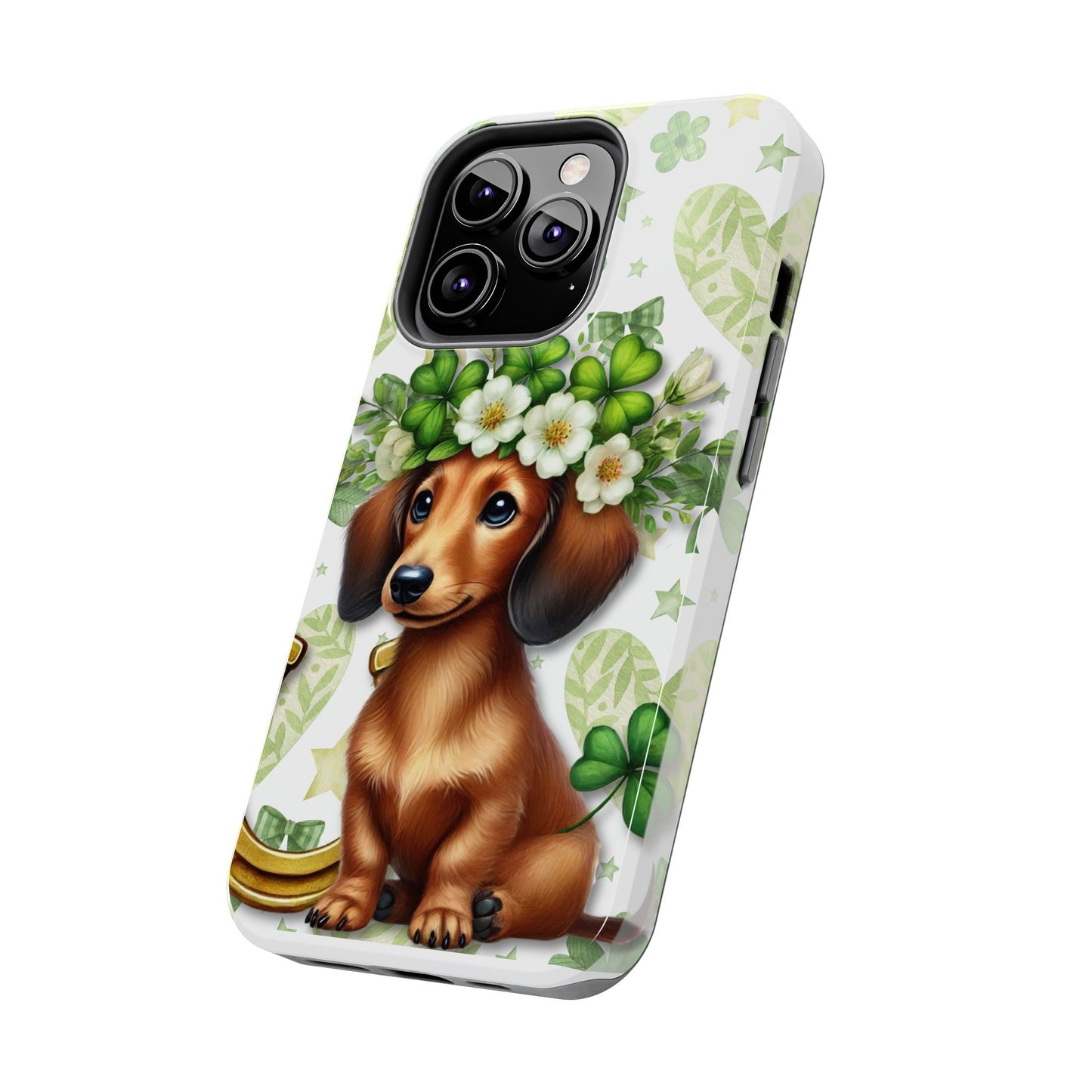 St Patricks Cute Dachshund Phone Case Dog Lover Gift Tough Phone Cover Patty