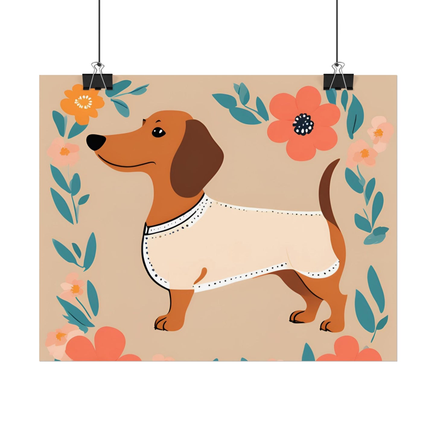 Sophisticated Dachshund Poster Dog Wall Art Animal Lover Game Room Decoration Weiner Dog Horizontal