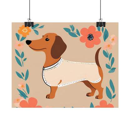 Sophisticated Dachshund Poster Dog Wall Art Animal Lover Game Room Decoration Weiner Dog Horizontal