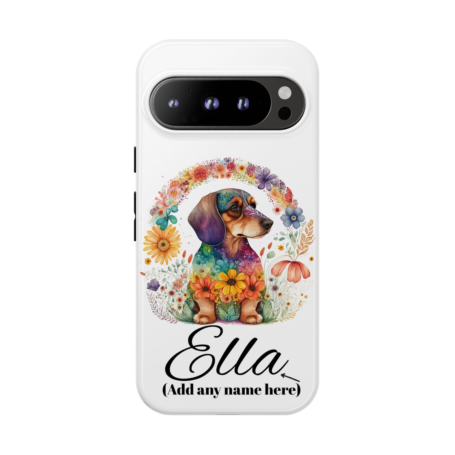 Personalized Dachshund Case for Pet Lovers Floral Phone Case Custom Name Phone