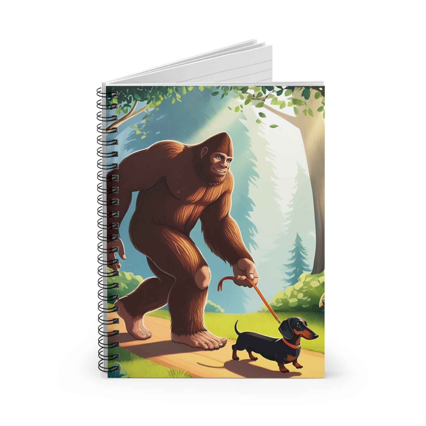 Big Foot Walking Dachshund Art Inspired Spiral Notebook Pet Journal, Dog Lover Gift
