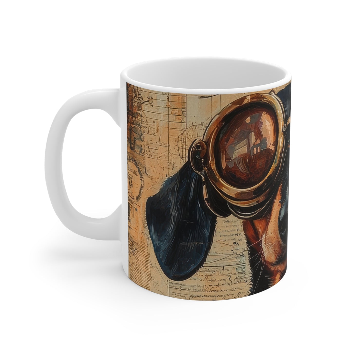 Steam Punk Dachshund Mug Cute Dog Lover Gift, Fun Coffee Cup Weiner Dog