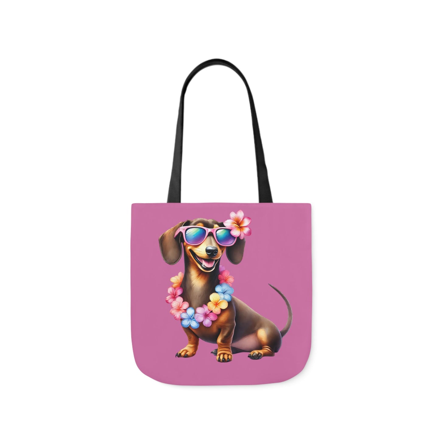 Dog Lover's Canvas Tote Bag - Fun Dachshund Design, Beach, Travel Pet Hawaii Lei