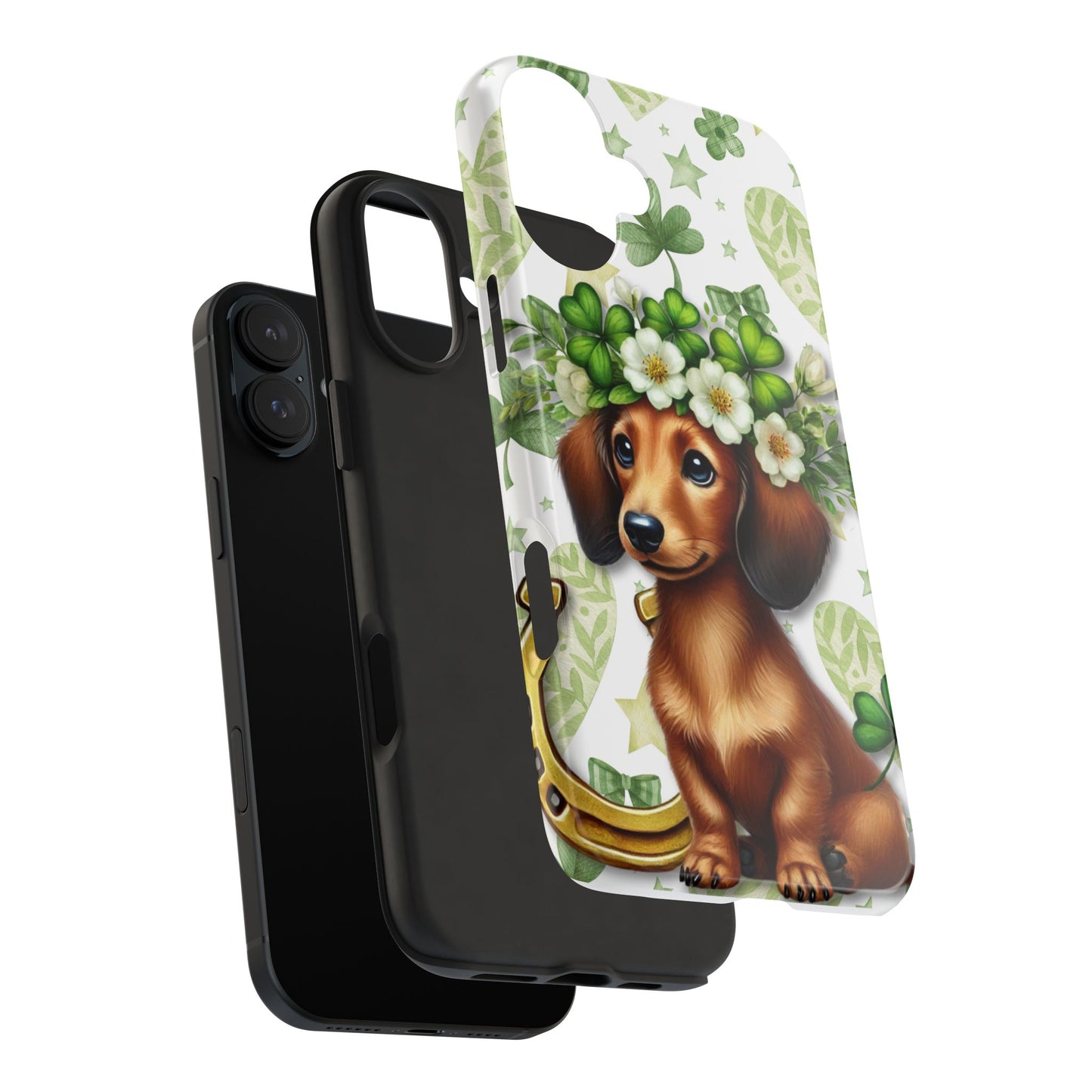 St Patricks Cute Dachshund Phone Case Dog Lover Gift Tough Phone Cover Patty