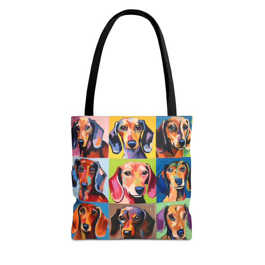 Colorful Dachshund Tote Bag Bright and Cheerful Brown Dapple Weiner