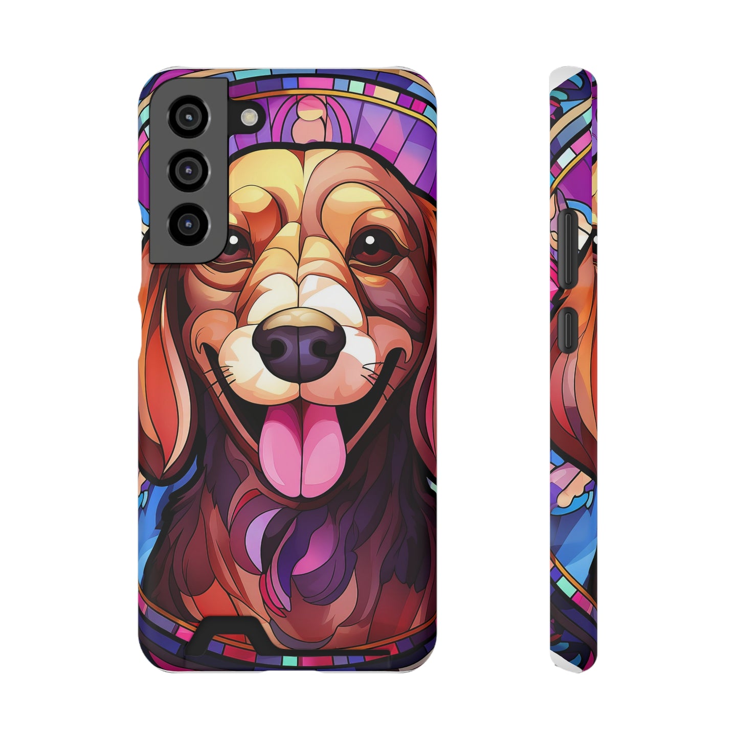Stained Glass Dachshund Phone Case, Trendy Wallet Case for Dog Lovers, Cute Card Holder Cover