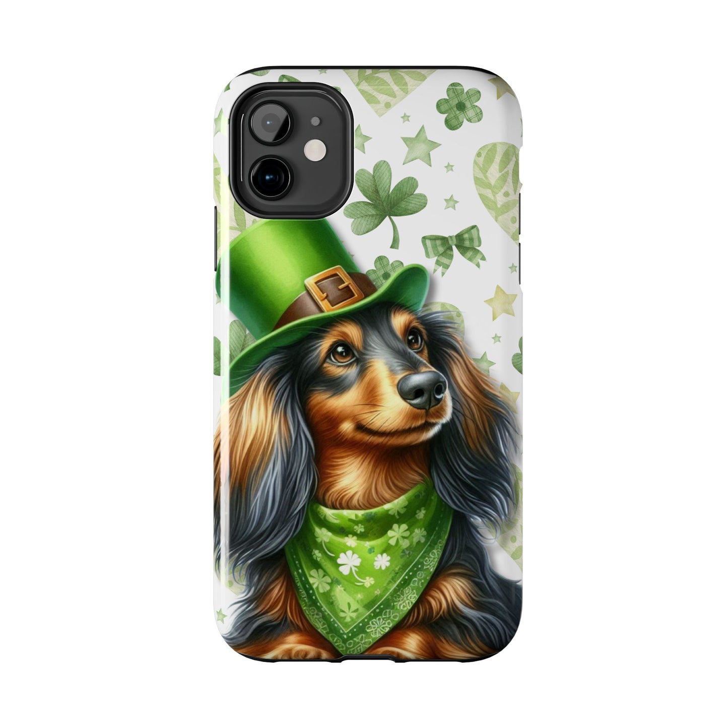 St Patricks Cute Dachshund Phone Case Dog Lover Gift Tough Phone Cover Patty