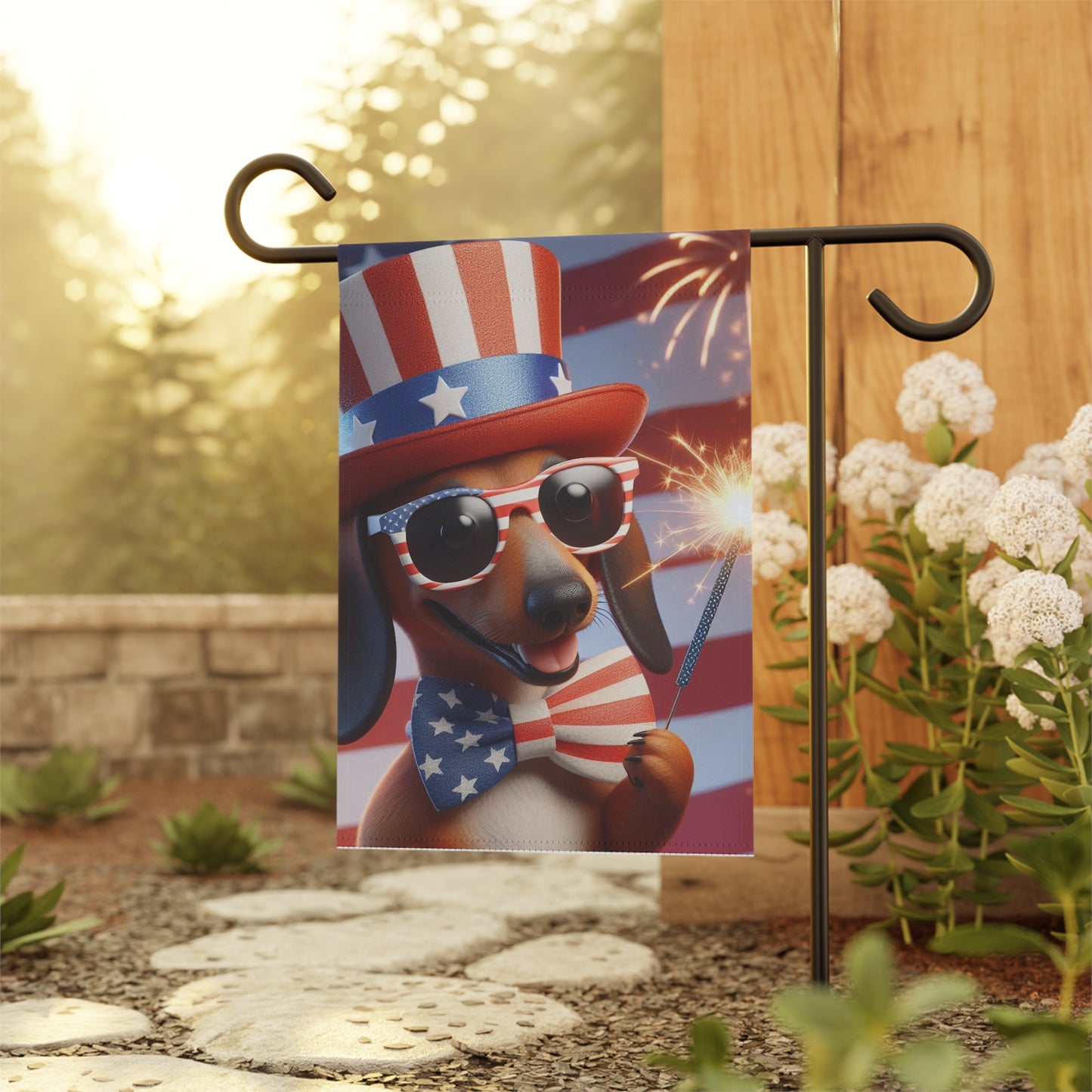 USA Garden Flag Dog Mom Banner Home Decor Dachshund Red Hair