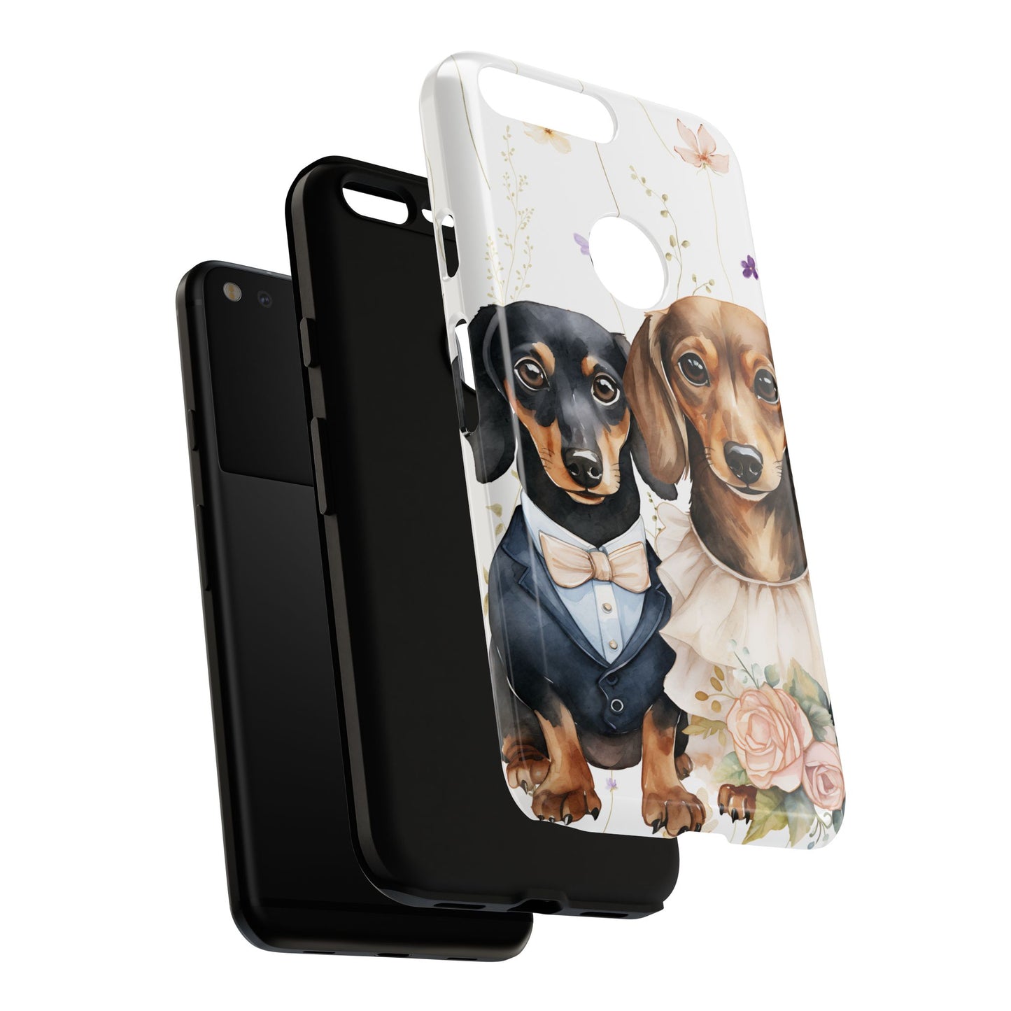 Wedding Dachshund Dog Phone Case - Bridal Gift Flower Girl Apple Pixel Galaxy