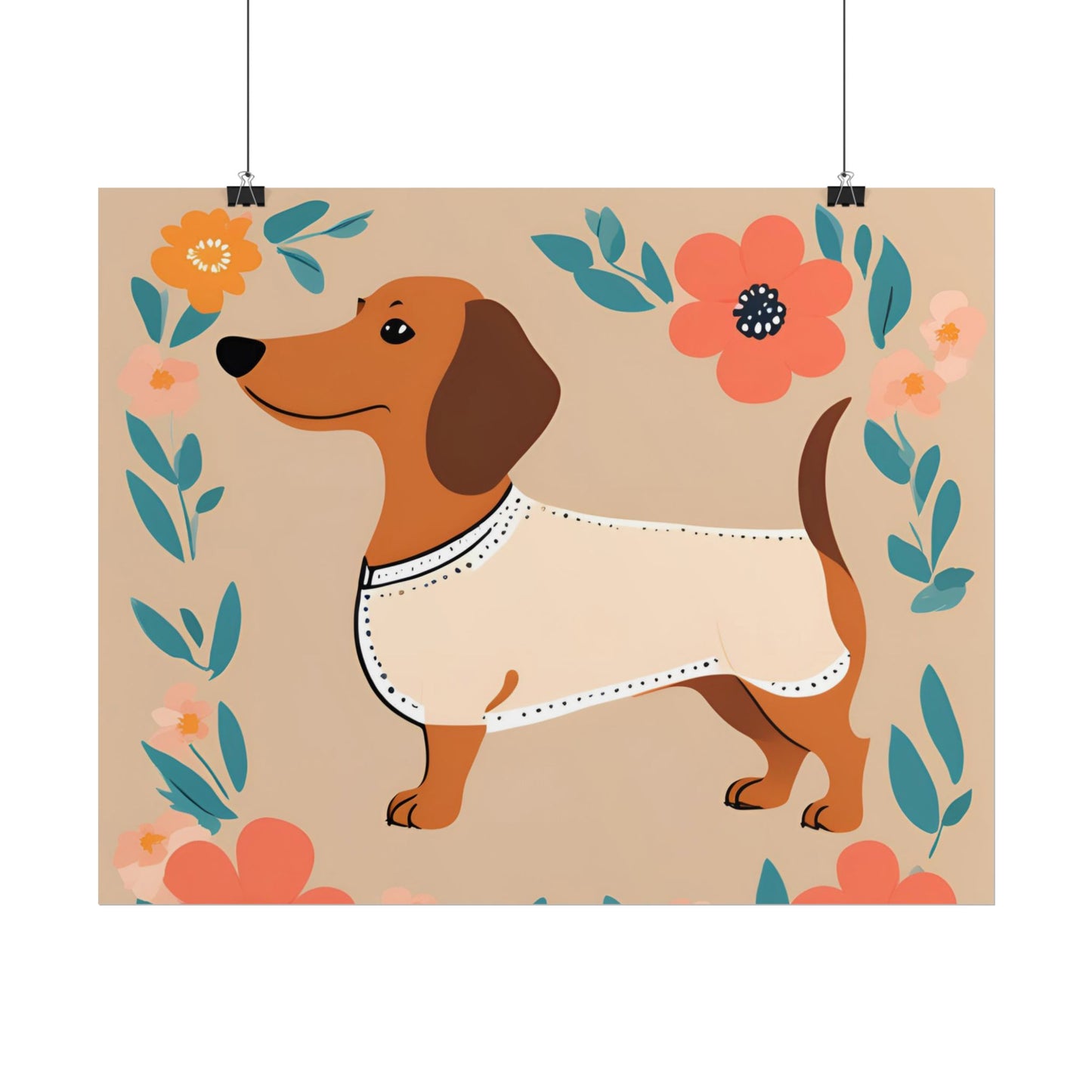 Sophisticated Dachshund Poster Dog Wall Art Animal Lover Game Room Decoration Weiner Dog Horizontal