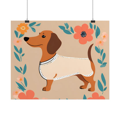 Sophisticated Dachshund Poster Dog Wall Art Animal Lover Game Room Decoration Weiner Dog Horizontal