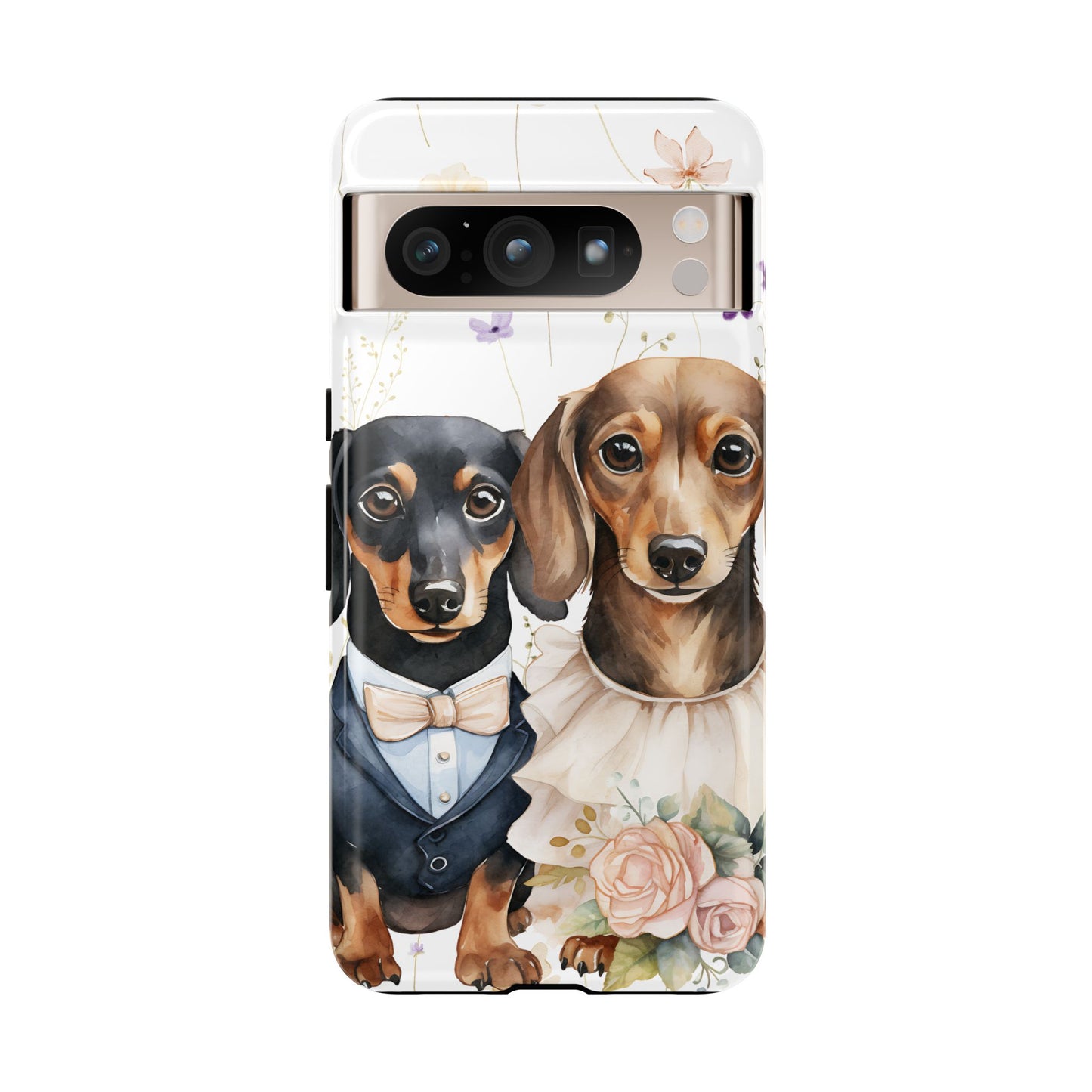 Wedding Dachshund Dog Phone Case - Bridal Gift Flower Girl Apple Pixel Galaxy