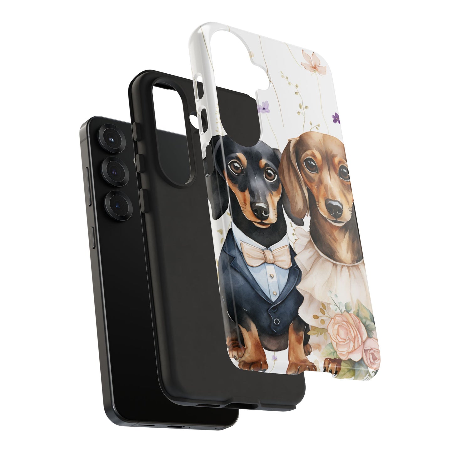 Wedding Dachshund Dog Phone Case - Bridal Gift Flower Girl Apple Pixel Galaxy