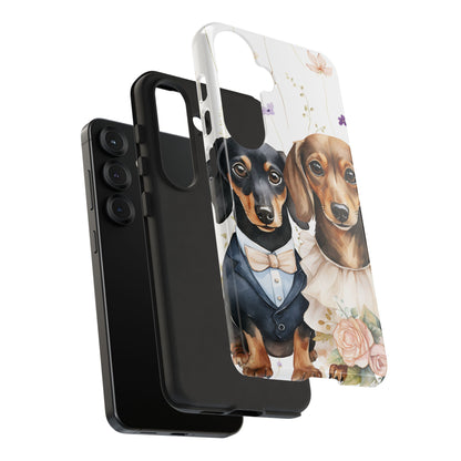 Wedding Dachshund Dog Phone Case - Bridal Gift Flower Girl Apple Pixel Galaxy