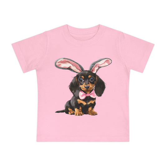 Easter Girl Puppy Baby T-Shirt, Cute Dog Doxie Toddler Dachshund