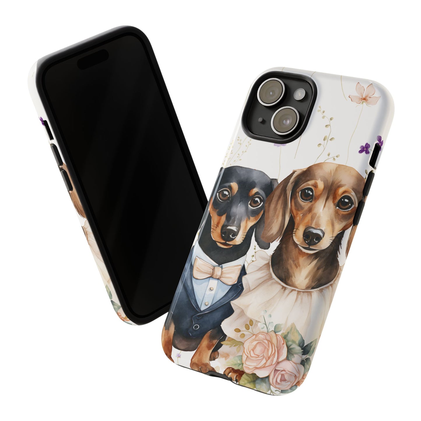 Wedding Dachshund Dog Phone Case - Bridal Gift Flower Girl Apple Pixel Galaxy