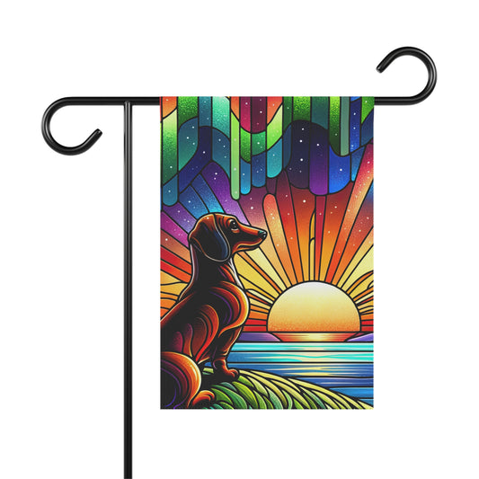 Bright Spring Garden Flag Dog Mom Banner Home Decor Dachshund Red Hair