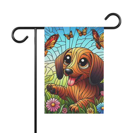 Spring Garden Flag Cute Dog Banner Easter Seasonal Home Decor Dachshund