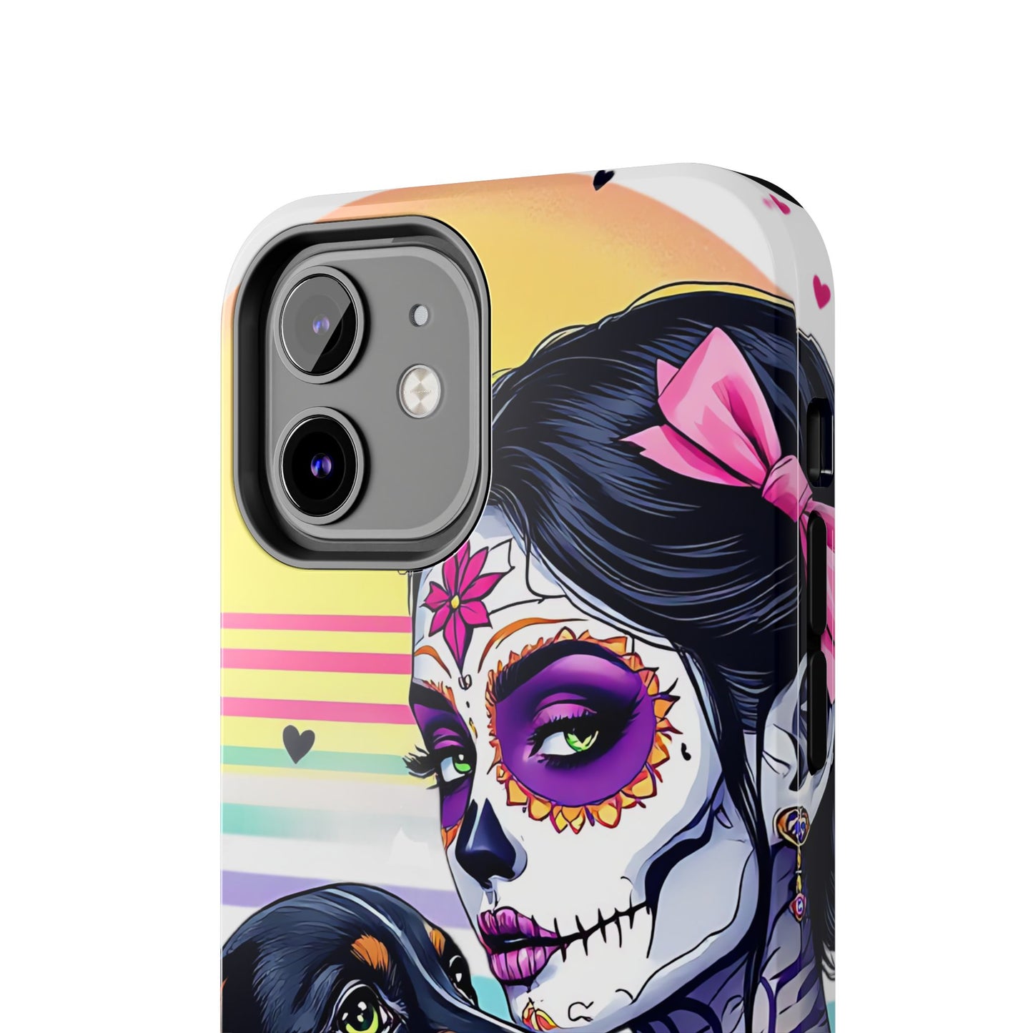 Cute Dachshund Phone Case Dog Lover Gift Tough Phone Cover Doxie Skull