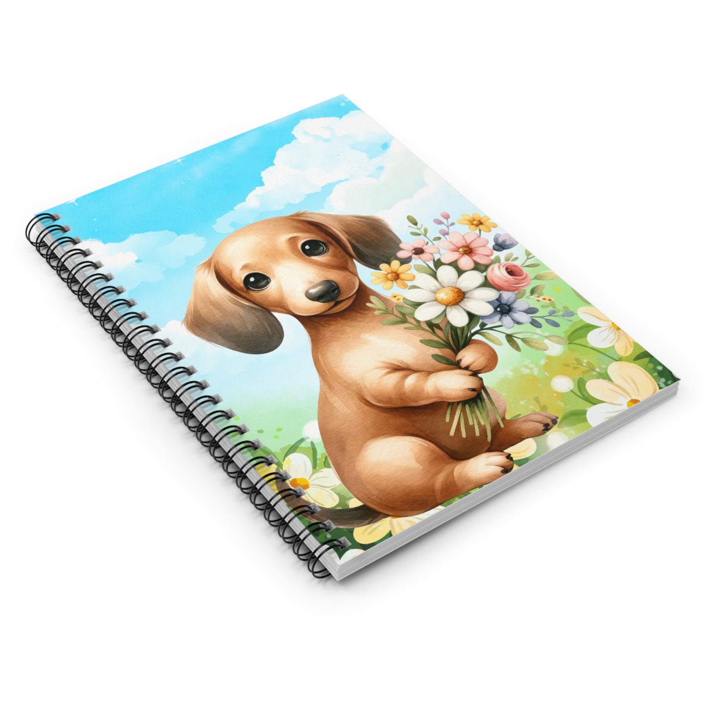 Beautiful Watercolor Dachshund Spiral Notebook Pet Journal, Dog Lover Gift