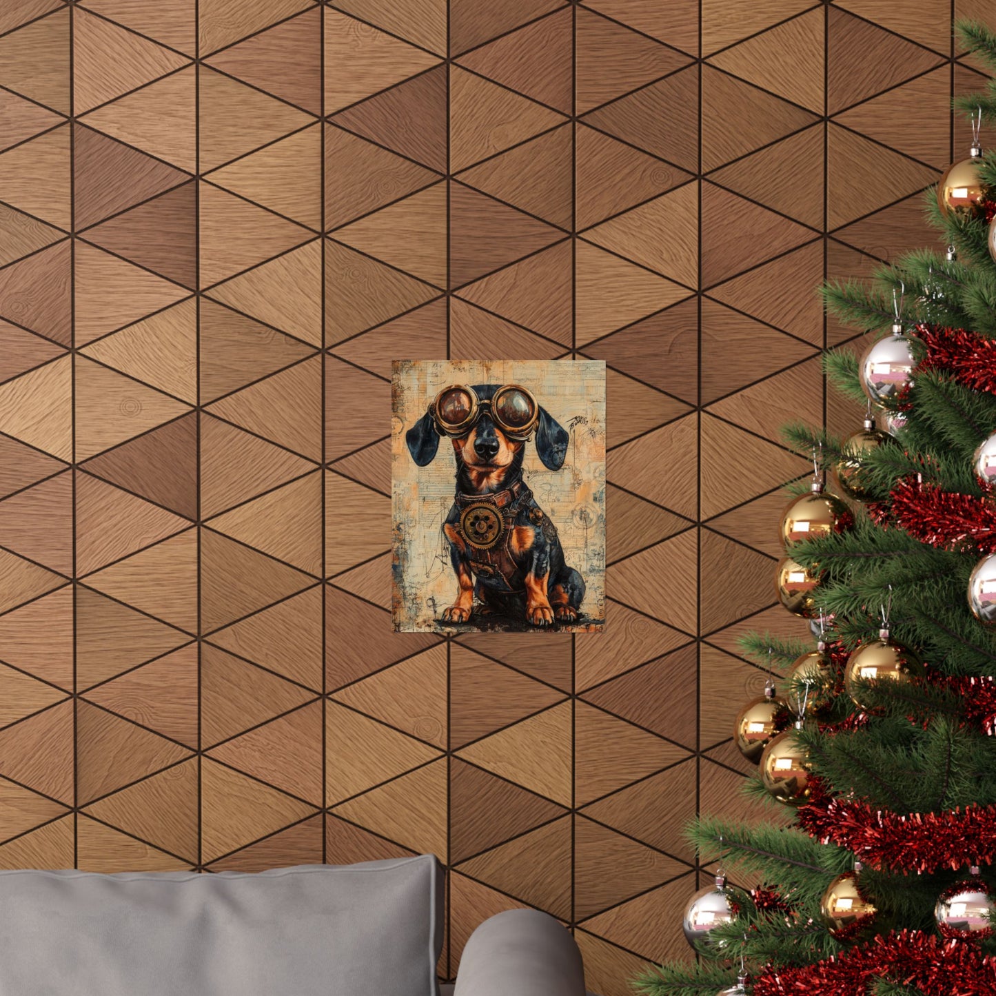 Steam Punk Dachshund Vertical Poster Dog Room Art Gift Game Room Sophisticated
