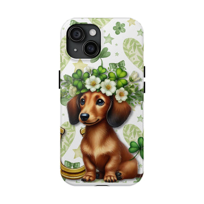 St Patricks Cute Dachshund Phone Case Dog Lover Gift Tough Phone Cover Patty