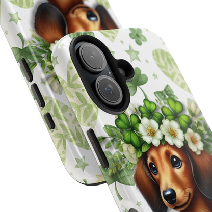 St Patricks Cute Dachshund Phone Case Dog Lover Gift Tough Phone Cover Patty
