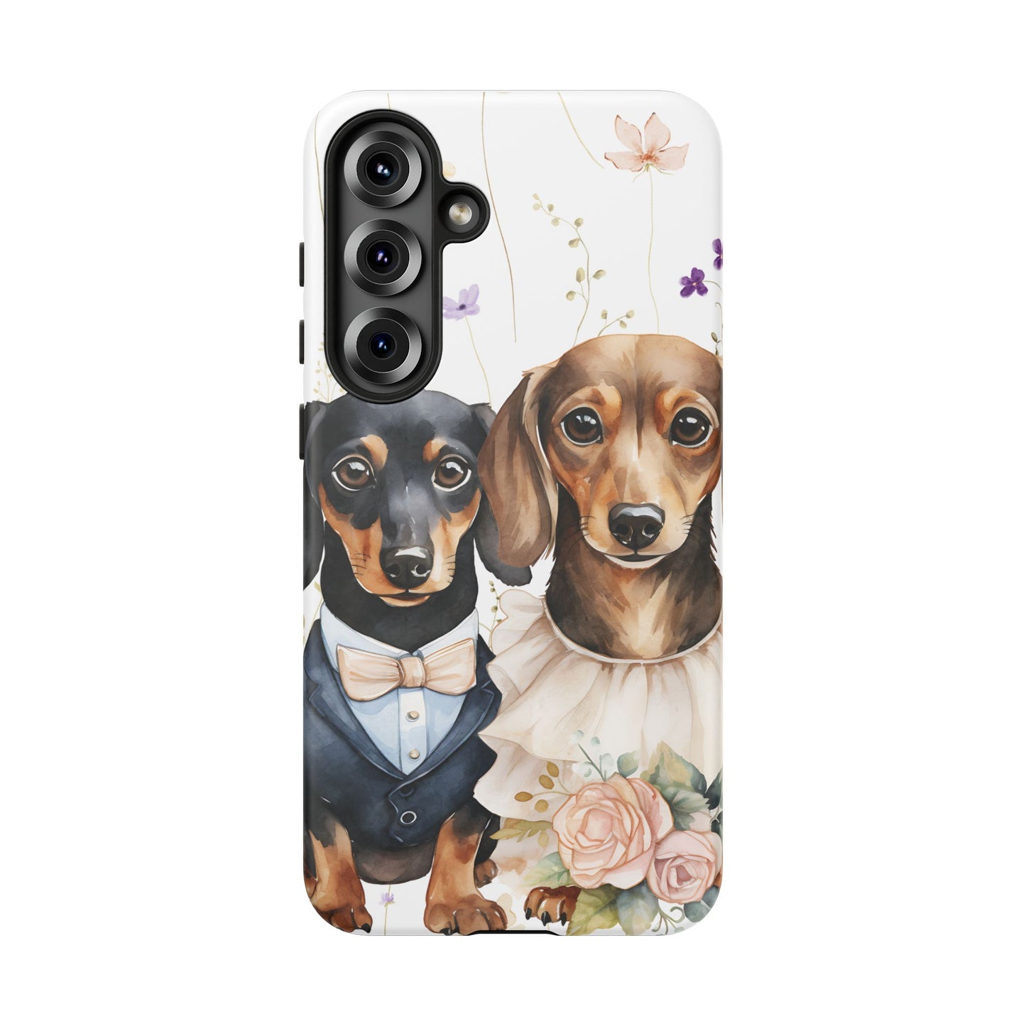Wedding Dachshund Dog Phone Case - Bridal Gift Flower Girl Apple Pixel Galaxy