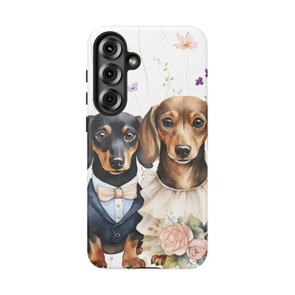 Wedding Dachshund Dog Phone Case - Bridal Gift Flower Girl Apple Pixel Galaxy