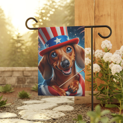 USA Garden Flag Dog Mom Banner Home Decor Dachshund Red Hair
