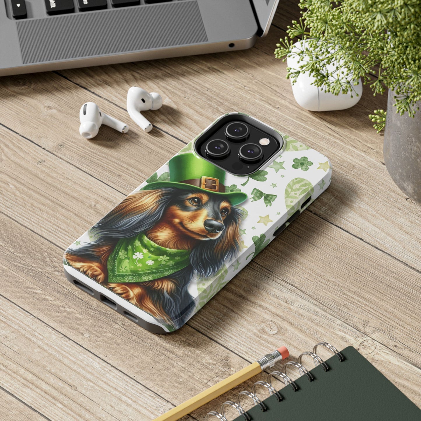 St Patricks Cute Dachshund Phone Case Dog Lover Gift Tough Phone Cover Patty