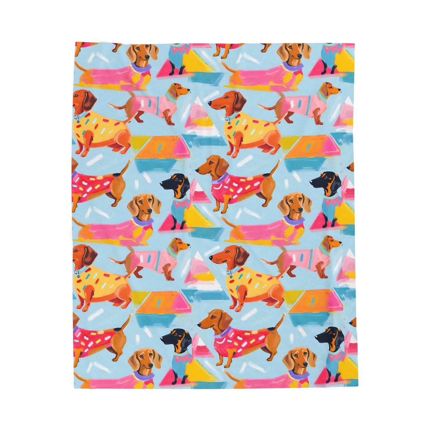Vibrant Patterned Dachshund Blanket, Cozy Throw, Dog Lover Gift, Animal Print Bedding, Weiner Dog